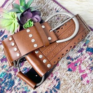 Boho Southwestern Thick style tooled leather belt
